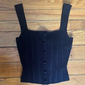 Danielle Guizio NWT Full Length Knit Corset Tank in Black Small
